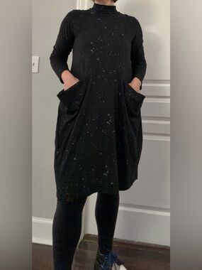 Black Speckled Long Sleeve Women’s Dress